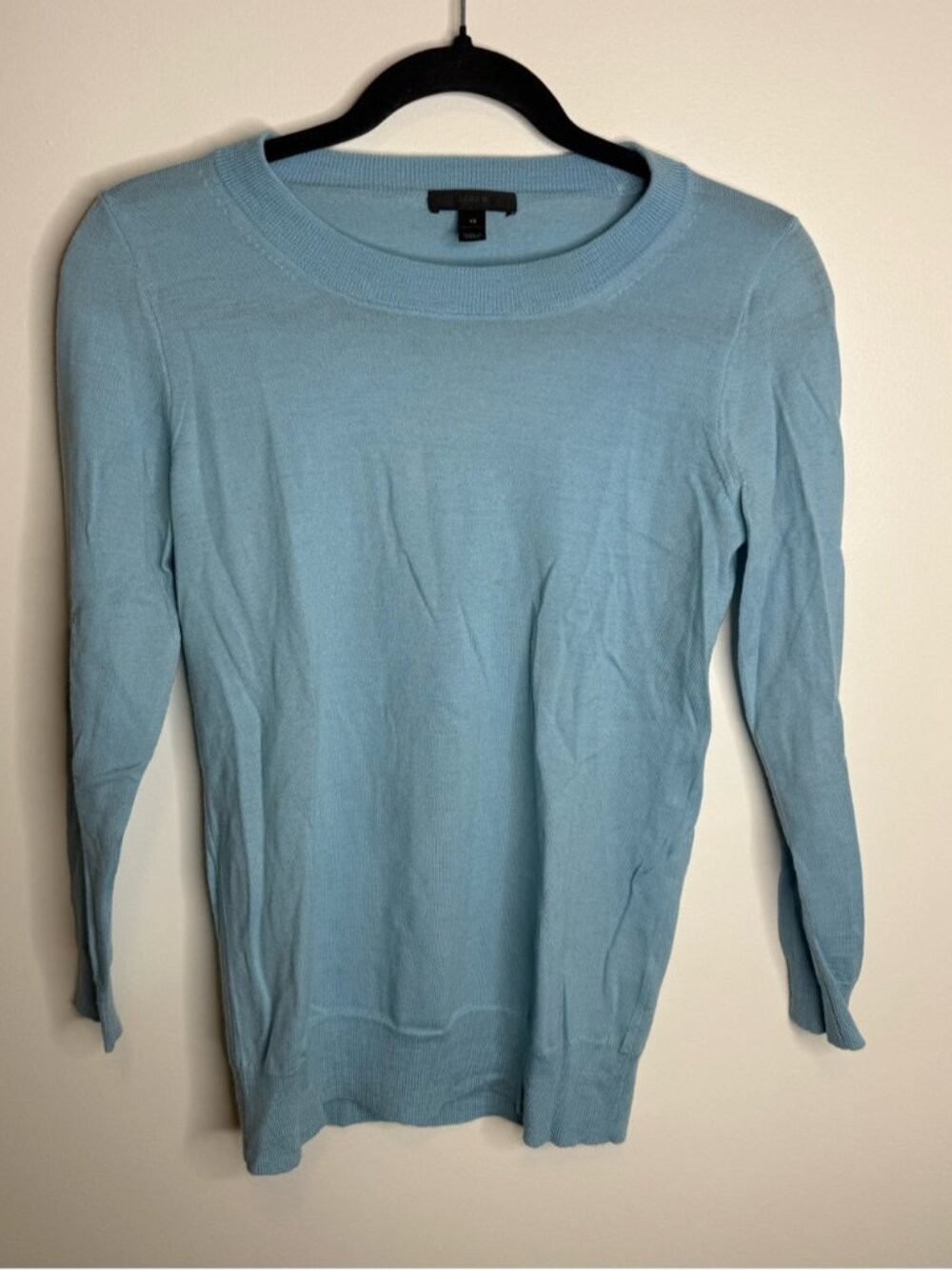 J. Crew Sky Blue Crewneck Sweater merino wool size xs